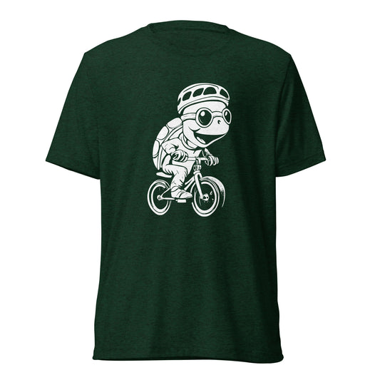 Charming Happy Turtle on a bike tee shirt