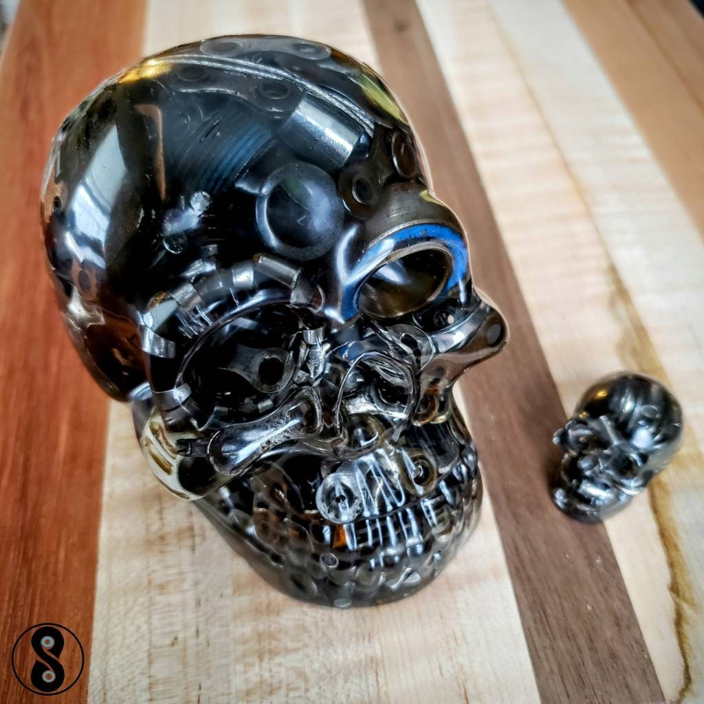 Epoxy Skull w/ Bike Parts