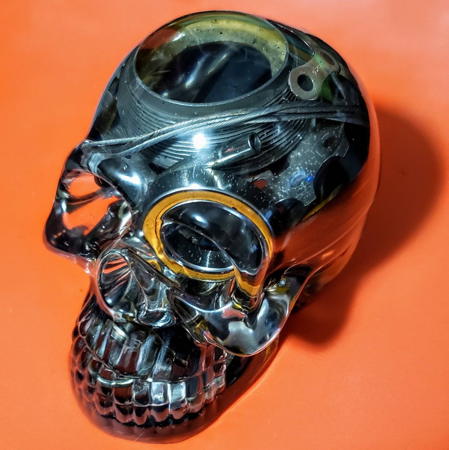 Epoxy Skull w/ Bike Parts