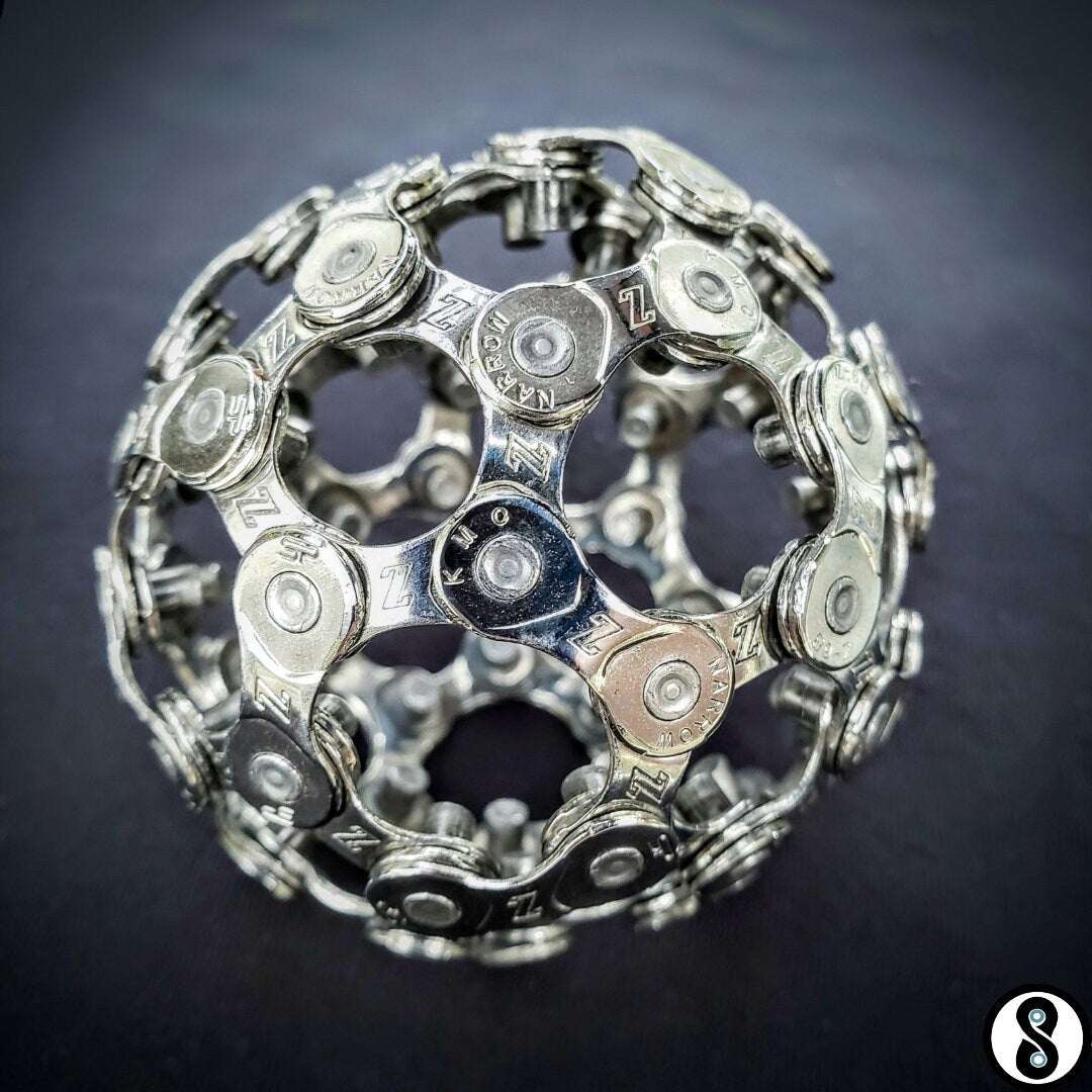 Upcycled Bike chain globe great gift for cyclist